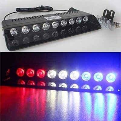 S1 9 LED Car Police Emergency Strobe Light Red Blue White Flashing Warning Light | 6 Flash Modes | Universal 12V Vehicle Safety Light Pack of 1