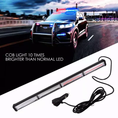 24 Inch Universal Red & Blue Strobe Led Light with Multi Flasher Mode Emergency Police Bar Light 40w with 12v Socket