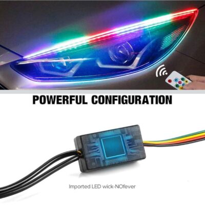Multicolor Car DRL Strip with Remote Control | Flexible LED Daytime Running Lights | Turn Signal | Pack of 2
