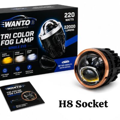 WANTO Universal 3 Inch Single Eye High / Low Beam Tri Color LED Fog Lamp 200W 22000LM Waterproof Driving Light