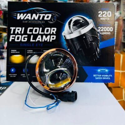WANTO Universal 3 Inch Single Eye High / Low Beam Tri Color LED Fog Lamp 200W 22000LM Waterproof Driving Light