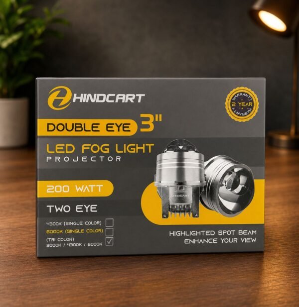 Hindcart Two Eye Projector Lens Tri Color LED Fog Lamp