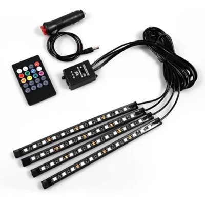 Universal Car Foot Ambient Atmosphere Led Light 16 Million Colors RGB Interior Strip Light 5-in-1 with 6M Fiber Optic | Bluetooth APP & Remote | Sound Active