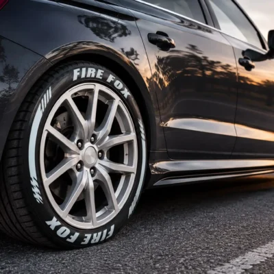 Fire Fox Tyre Sticker Kit with Wheel Rim Decals | Car Tyre Lettering Set (Pack of 8 with glue)