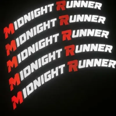 Midnight Runner 3D Tyre Sidewall Sticker Kit | Premium Wheel Tyre Lettering Decal (Pack of 8 with glue)