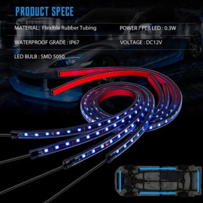 Under Body Car Chassis LED Light Kit 4PCS RGB Matrix Running Multicolour Waterproof Neon Underbody Lights with APP, Remote & Sound Active Control K4 (Matrix/Running Light)