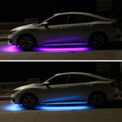 Under Body Car Chassis LED Light Kit 4PCS RGB Matrix Running Multicolour Waterproof Neon Underbody Lights with APP, Remote & Sound Active Control K4 (Matrix/Running Light)
