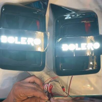 Bolero Batman Style Mirror Cover with Led Light Glossy Black Imported Side Mirror Cover Pack of 2