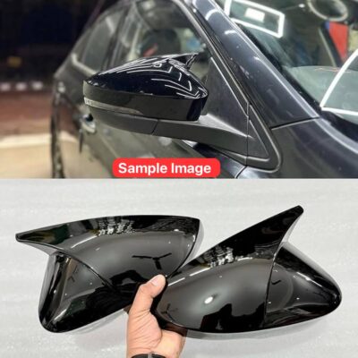 Tata Batman Style Mirror Cover Glossy Black Imported Side Mirror Cover Pack of 2 Compatible with Altroz.