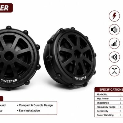 Just Mod TW-10 Universal Car Tweeter 360W | 4 Ohm Ultra Clear Car Audio Pack of 2