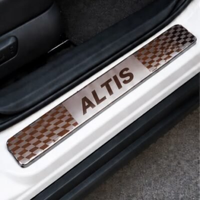 Altis Car Door Steel Welcome Sill Plate | Compatible with All Models | Glossy Chrome Finish Pack of 4