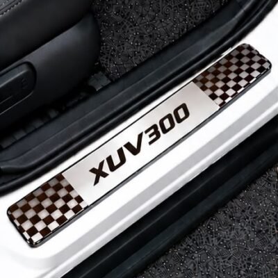 Xuv 300 Car Door Steel Welcome Sill Plate | Compatible with All Models | Glossy Chrome Finish Pack of 4