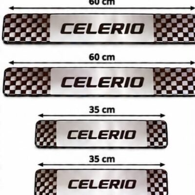 Celerio Car Door Steel Welcome Sill Plate | Compatible with All Models | Glossy Chrome Finish Pack of 4