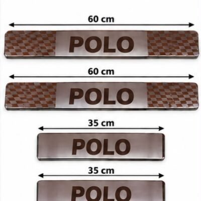 Polo Car Door Steel Welcome Sill Plate | Compatible with All Models | Glossy Chrome Finish Pack of 4