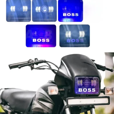 Splendor Bike Boss Logo LED Headlight Hi/Low Beam with DRL Red & Blue Light – Pack of 1