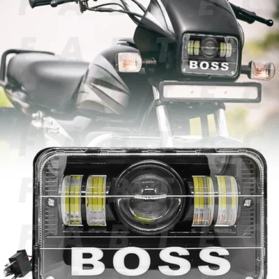 Splendor Bike Boss Logo LED Headlight Hi/Low Beam with DRL Red & Blue Light – Pack of 1