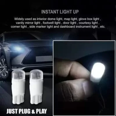 JUST MOD T10 White LED Parking Bulb 5W 12V | Waterproof Universal Car & Bike Light – Pack of 2