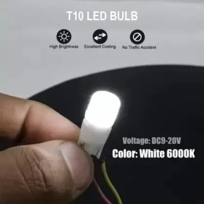 JUST MOD T10 White LED Parking Bulb 5W 12V | Waterproof Universal Car & Bike Light – Pack of 2