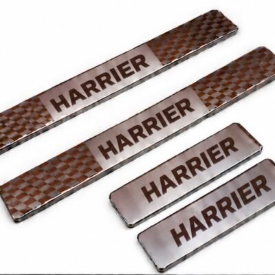 Harrier Car Door Steel Welcome Sill Plate | Compatible with All Models | Glossy Chrome Finish Pack of 4