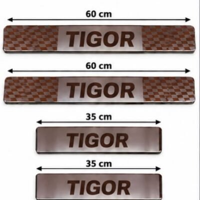 Tigor Car Door Steel Welcome Sill Plate | Compatible with All Models | Glossy Chrome Finish Pack of 4