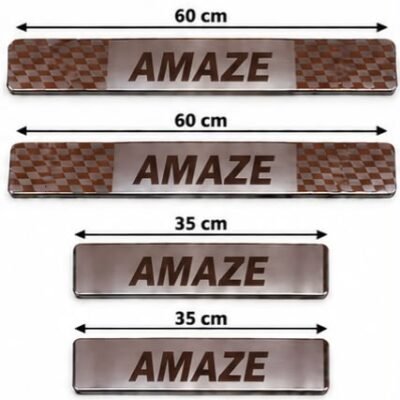 Amaze Car Door Steel Welcome Sill Plate | Compatible with All Models | Glossy Chrome Finish Pack of 4