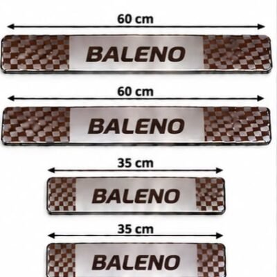 Baleno Car Door Steel Welcome Sill Plate | Compatible with All Models | Glossy Chrome Finish Pack of 4