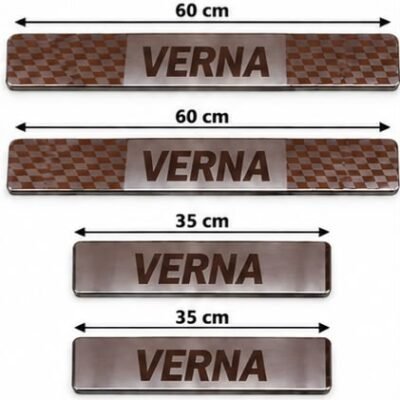 Verna Car Door Steel Welcome Sill Plate | Compatible with All Models | Glossy Chrome Finish Pack of 4