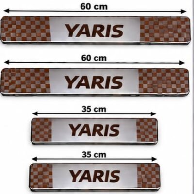 Yaris Car Door Steel Welcome Sill Plate | Compatible with All Models | Glossy Chrome Finish Pack of 4