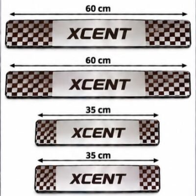 Xcent Car Door Steel Welcome Sill Plate | Compatible with All Models | Glossy Chrome Finish Pack of 4