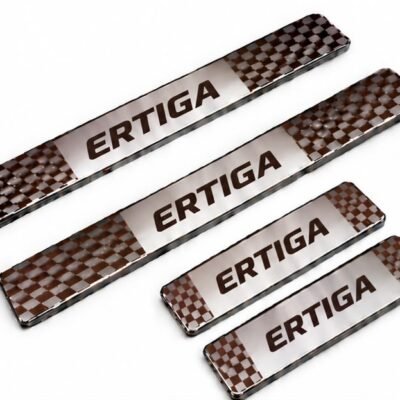Ertiga Car Door Steel Welcome Sill Plate | Compatible with All Models | Glossy Chrome Finish Pack of 4
