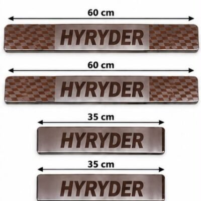 Hyryder Car Door Steel Welcome Sill Plate | Compatible with All Models | Glossy Chrome Finish Pack of 4