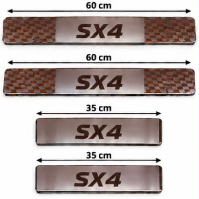 SX4 Car Door Steel Welcome Sill Plate | Compatible with All Models | Glossy Chrome Finish Pack of 4