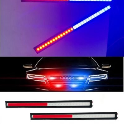JUST MOD 17cm LED Light Strip Red Blue Flasher Led Light Waterproof Car 12V DRL Fancy Light Pack of 2