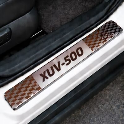 Xuv 500 Car Door Steel Welcome Sill Plate | Compatible with All Models | Glossy Chrome Finish Pack of 4