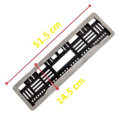 Chrome Number Plate Frame Front & Rear | Universal Car Registration Plate Holder 51.5 x 14.5 cm (Pack of 2)
