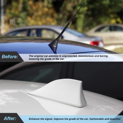 Car Shark Fin Roof Antenna Work with Radio FM/AM | Universal for Car (Imported Quality not made in india Product) (White)