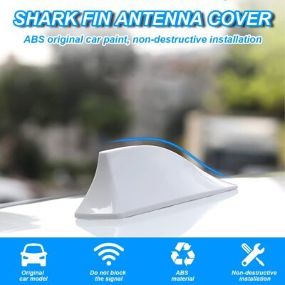 Car Shark Fin Roof Antenna Work with Radio FM/AM | Universal for Car (Imported Quality not made in india Product) (White)