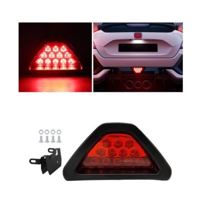 JUST MOD F1 Style Rear Brake Light 2 Function | 12 LED Triangle Warning Tail Light | DRL & Brake Flash Light | Universal Car, Bike & Truck