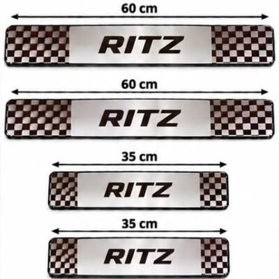 Ritz Car Door Steel Welcome Sill Plate | Compatible with All Models | Glossy Chrome Finish Pack of 4