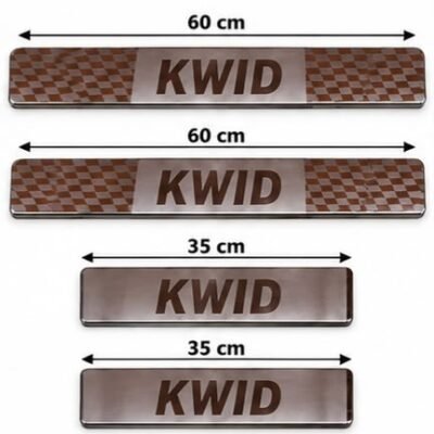 Kwid Car Door Steel Welcome Sill Plate | Compatible with All Models | Glossy Chrome Finish Pack of 4
