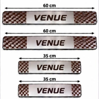 Venue Car Door Steel Welcome Sill Plate | Compatible with All Models | Glossy Chrome Finish Pack of 4