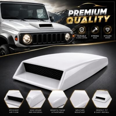 Universal Car Bonnet Vent Scoop Cover White| Decorative Air Flow Intake Scoop Hood Vent Sticker Pack of 1