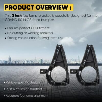 Grand i10 Nios 2019-22 Fog Lamp 3inch Projector Bracket 3 Black Pack of 2 (Projectors not included)