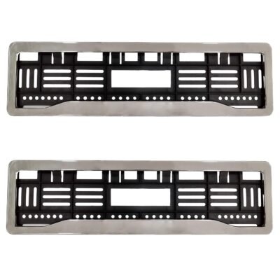 Chrome Number Plate Frame Front & Rear | Universal Car Registration Plate Holder 51.5 x 14.5 cm (Pack of 2)