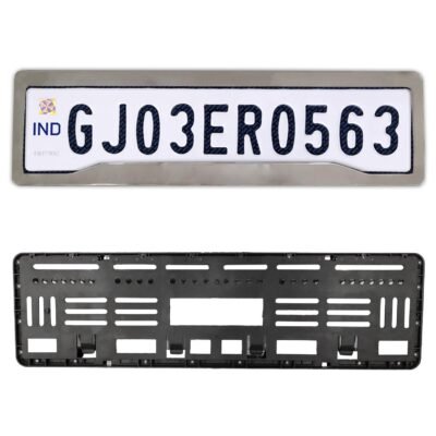 Chrome Number Plate Frame Front & Rear | Universal Car Registration Plate Holder 51.5 x 14.5 cm (Pack of 2)