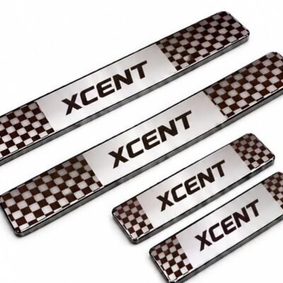 Xcent Car Door Steel Welcome Sill Plate | Compatible with All Models | Glossy Chrome Finish Pack of 4