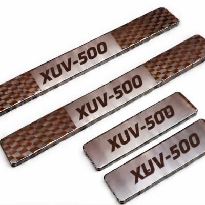 Xuv 500 Car Door Steel Welcome Sill Plate | Compatible with All Models | Glossy Chrome Finish Pack of 4