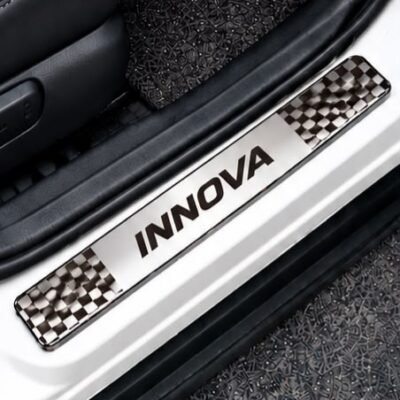 Innova Car Door Steel Welcome Sill Plate | Compatible with All Models | Glossy Chrome Finish Pack of 4