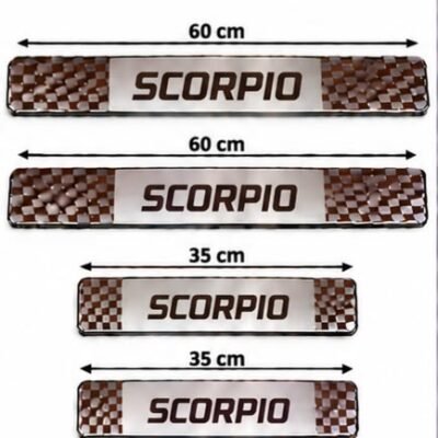 Scorpio Car Door Steel Welcome Sill Plate | Compatible with All Models | Glossy Chrome Finish Pack of 4