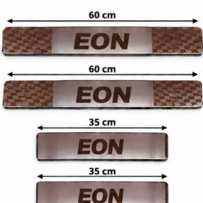 Eon Car Door Steel Welcome Sill Plate | Compatible with All Models | Glossy Chrome Finish Pack of 4